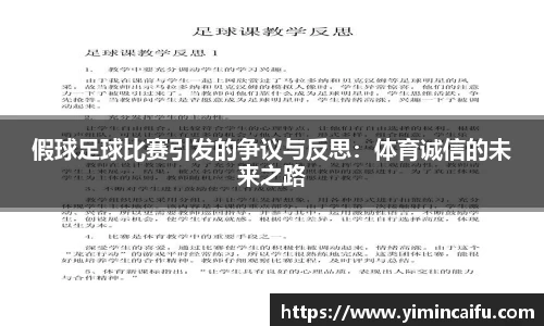 假球足球比赛引发的争议与反思：体育诚信的未来之路